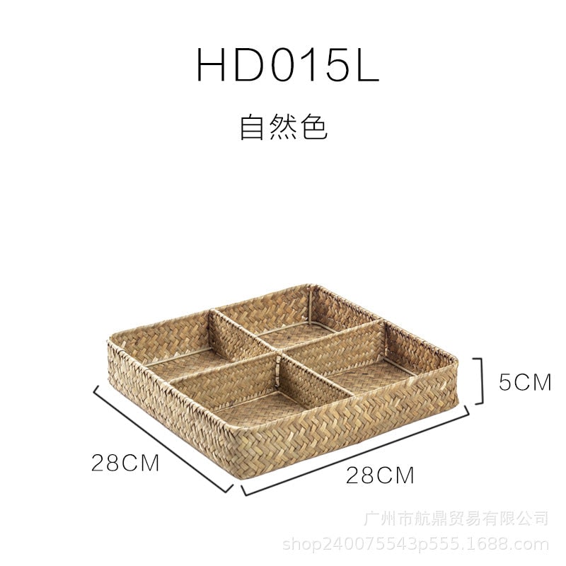 Drawer Organizer with Four Compartments Woven Seagrass Kitchen Cabinet Tray Spice Organiser - Image 6