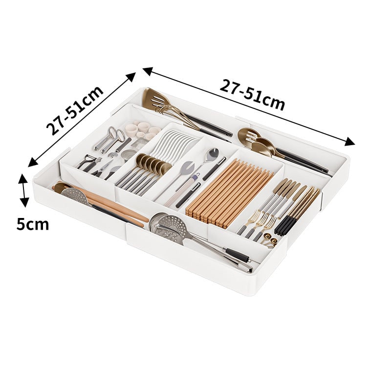 Drawer Organizer with Plastic Storage for Kitchen Utensils and Expandable Compartments - Image 3