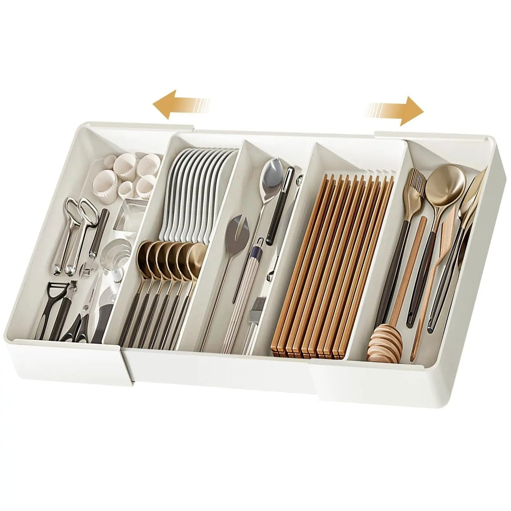 Drawer Organizer with Plastic Storage for Kitchen Utensils and Expandable Compartments - Image 4