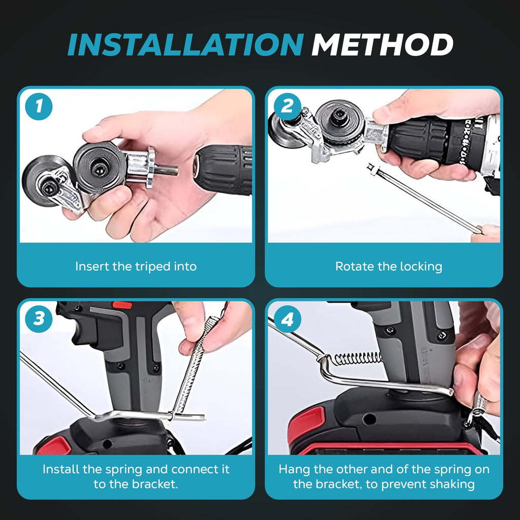 Drill Metal Cutter Sheet Attachment with Dual Cutting Wheels and Stabilizing Rod Blade - Image 5