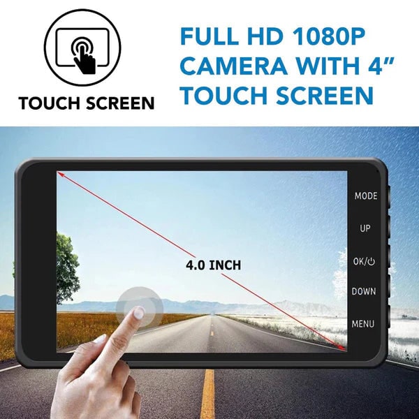 Dual Car Dashboard Camera with Rear Touchscreen Display and Night Vision Wireless Dashcams - Image 4