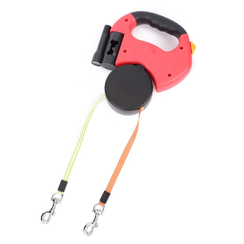 Dual Dog Leash Retractable with LED Flashlight Bag Dispenser and 360 Swivel for Two - Image 20