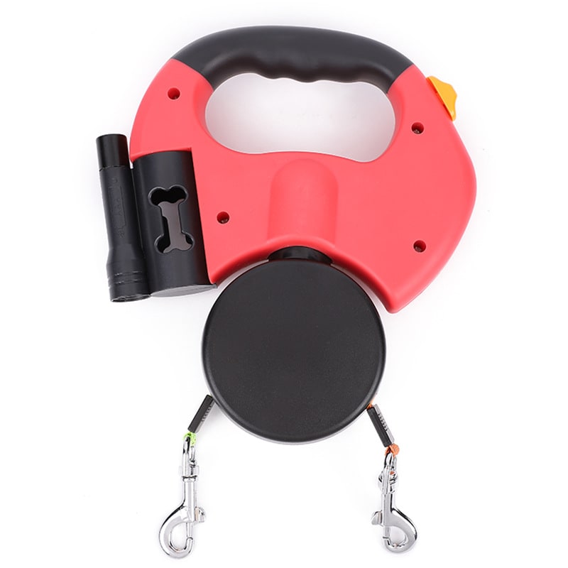 Dual Dog Leash Retractable with LED Flashlight Bag Dispenser and 360 Swivel for Two - Image 22