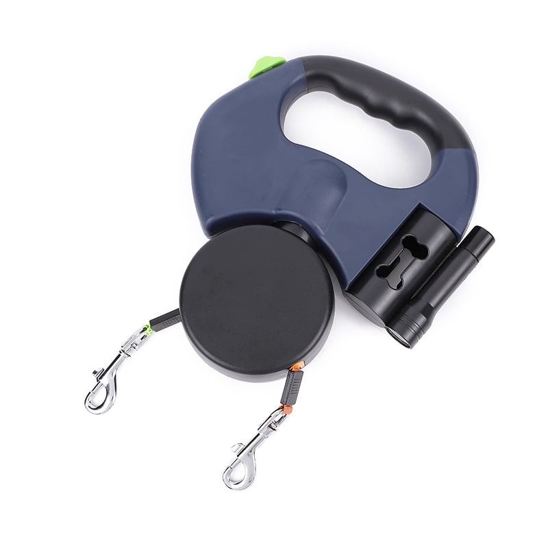 Dual Dog Leash Retractable with LED Flashlight Bag Dispenser and 360 Swivel for Two - Image 3