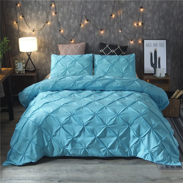 Duvet Cover and King Doona with Pintuck Design and Pillow Shams Bedding Set - Image 1