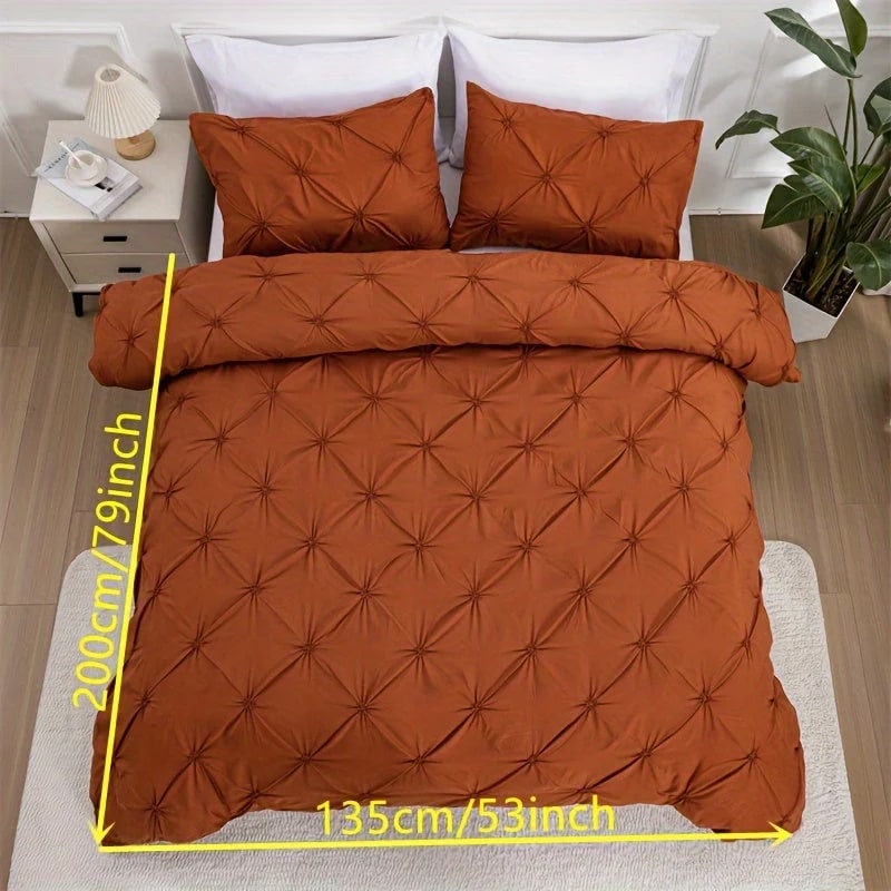Duvet Cover and King Doona with Pintuck Design and Pillow Shams Bedding Set - Image 11