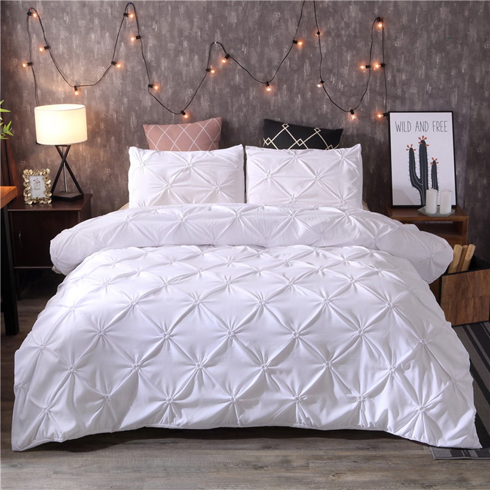 Duvet Cover and King Doona with Pintuck Design and Pillow Shams Bedding Set - Image 2