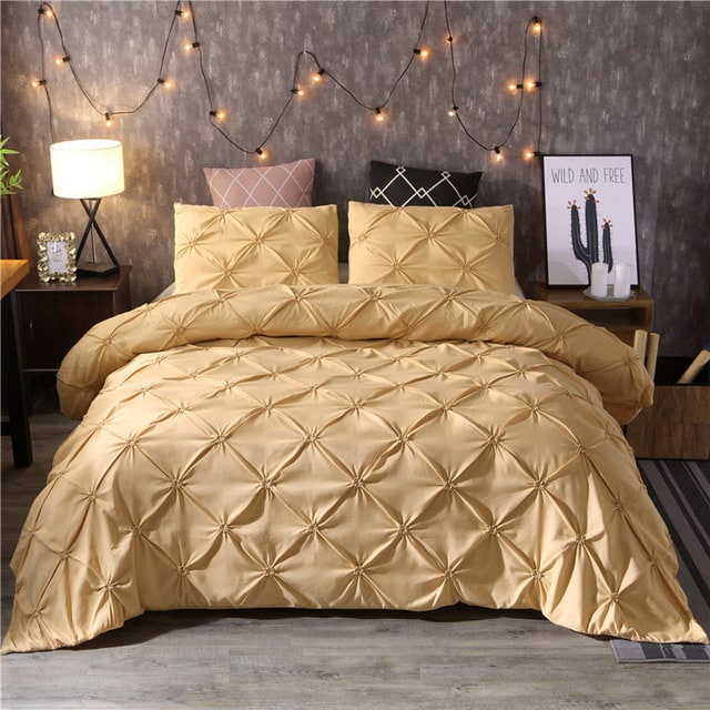 Duvet Cover and King Doona with Pintuck Design and Pillow Shams Bedding Set - Image 3