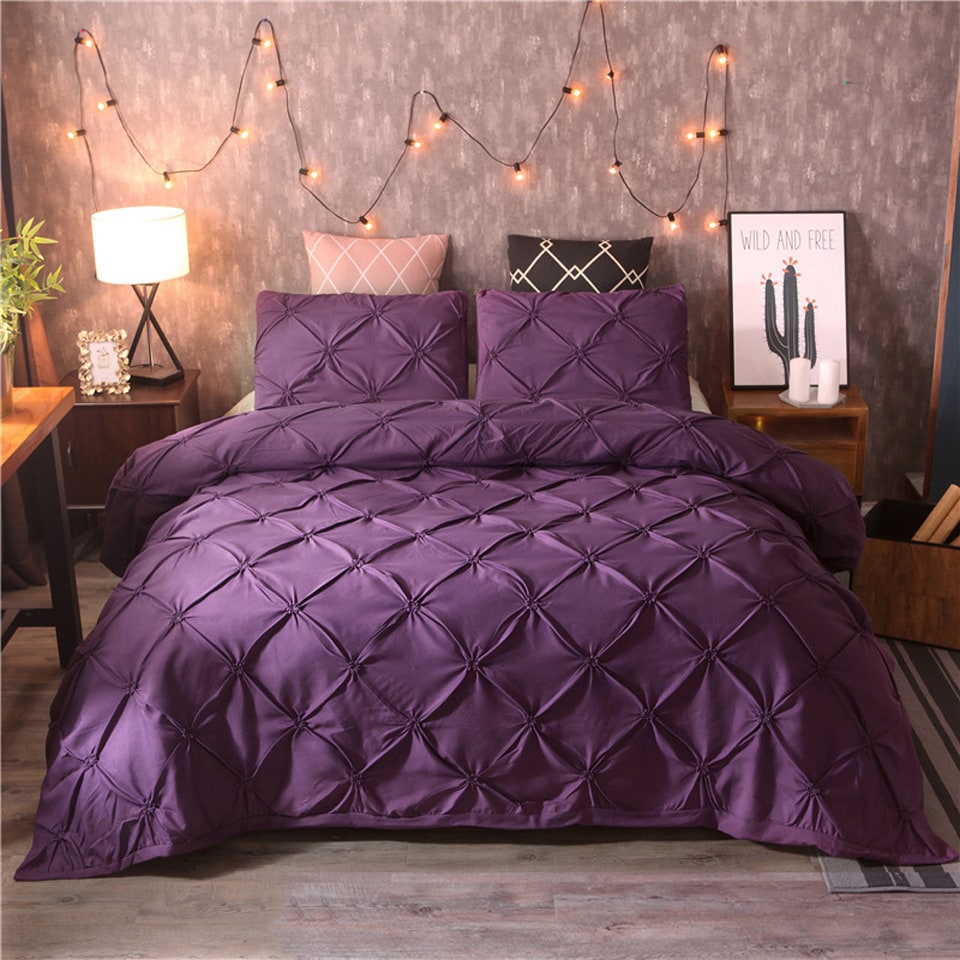 Duvet Cover and King Doona with Pintuck Design and Pillow Shams Bedding Set - Image 6