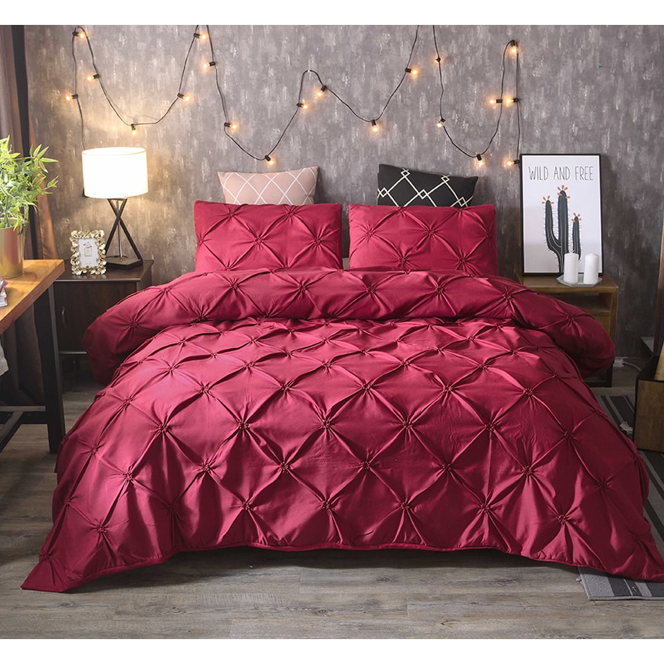 Duvet Cover and King Doona with Pintuck Design and Pillow Shams Bedding Set - Image 7