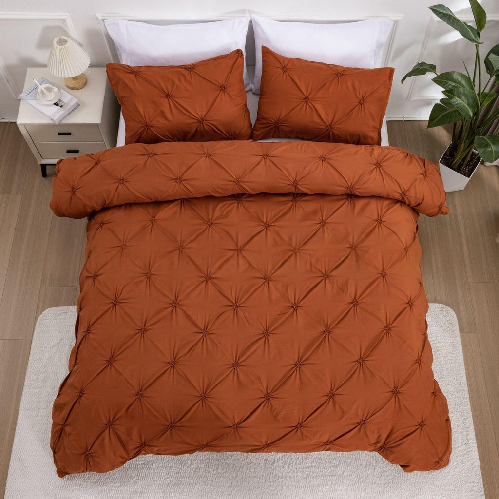 Duvet Cover and King Doona with Pintuck Design and Pillow Shams Bedding Set - Image 8