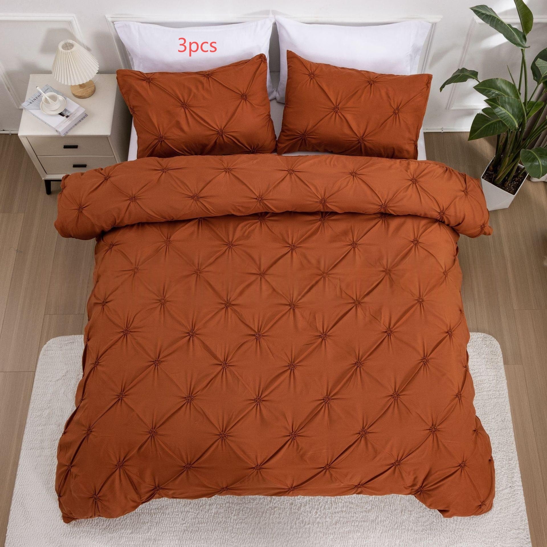 Duvet Cover and King Doona with Pintuck Design and Pillow Shams Bedding Set - Image 9