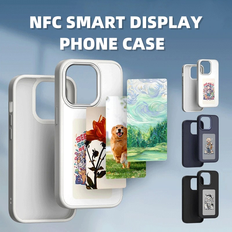 E-Ink Iphone Case with Strap Wallet and Waterproof Pouch Designer Smart Display Cover - Image 1