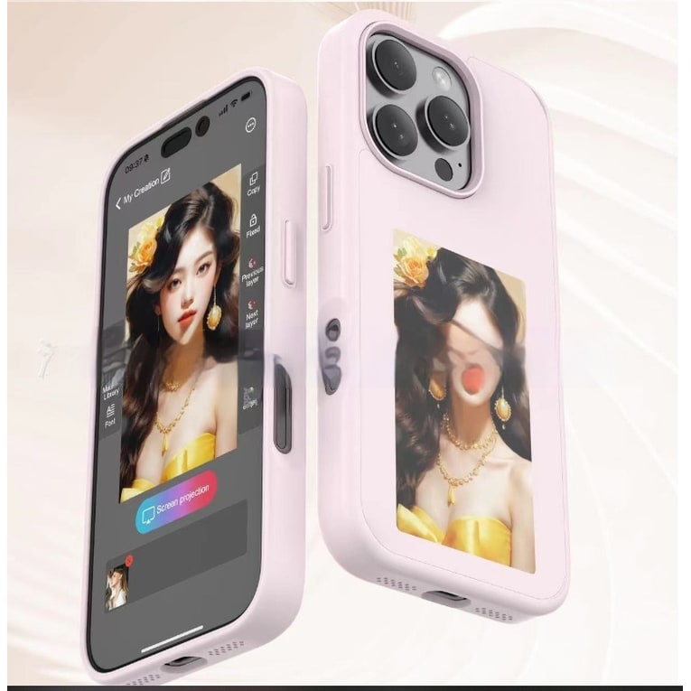 E-Ink Iphone Case with Strap Wallet and Waterproof Pouch Designer Smart Display Cover - Image 2