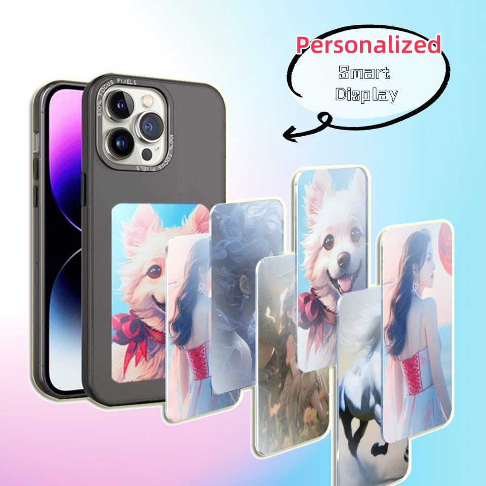 E-Ink Iphone Case with Strap Wallet and Waterproof Pouch Designer Smart Display Cover - Image 3