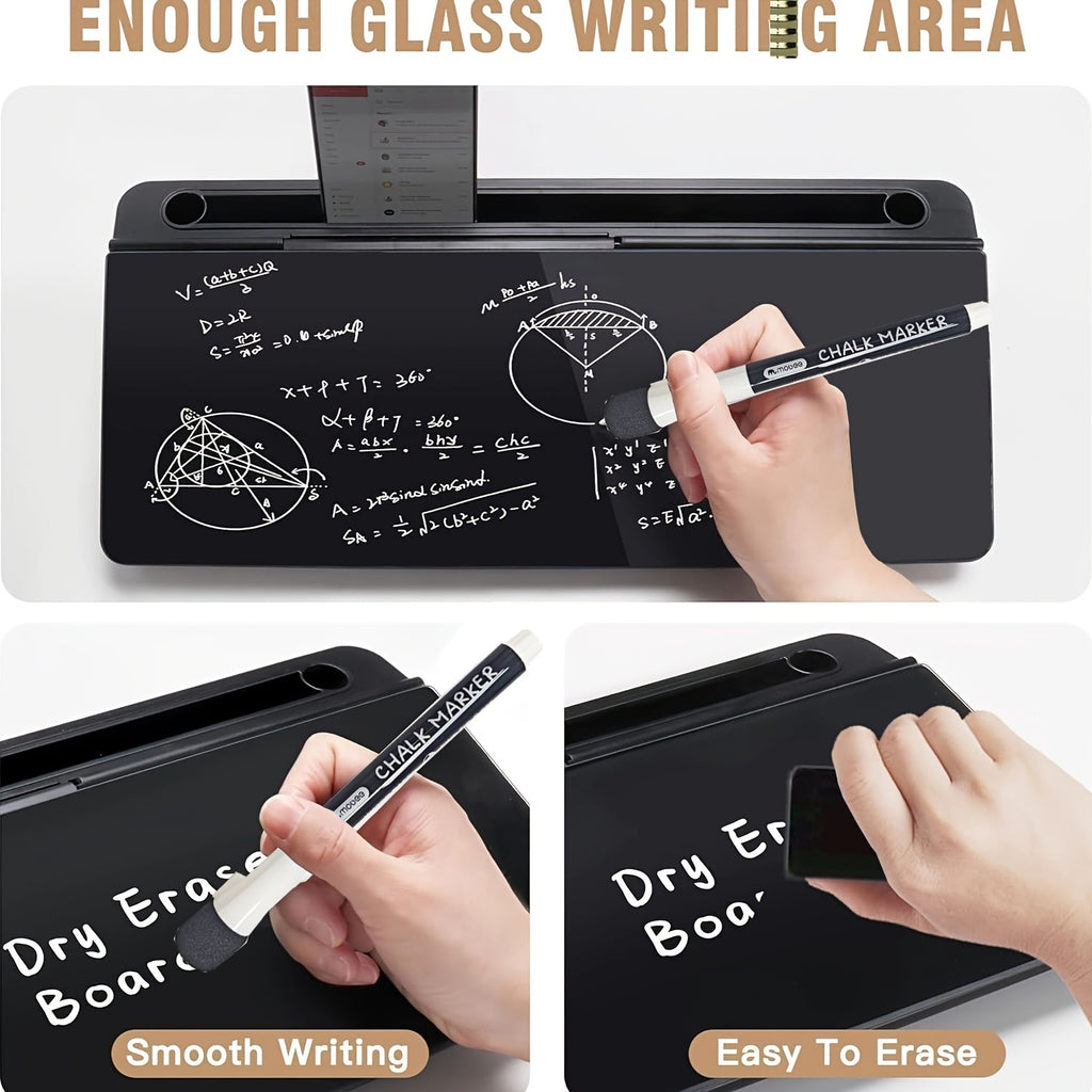 Plexiglass Glass Dry Erase Board with Magnetic Whiteboard Desktop Organizer and Storage