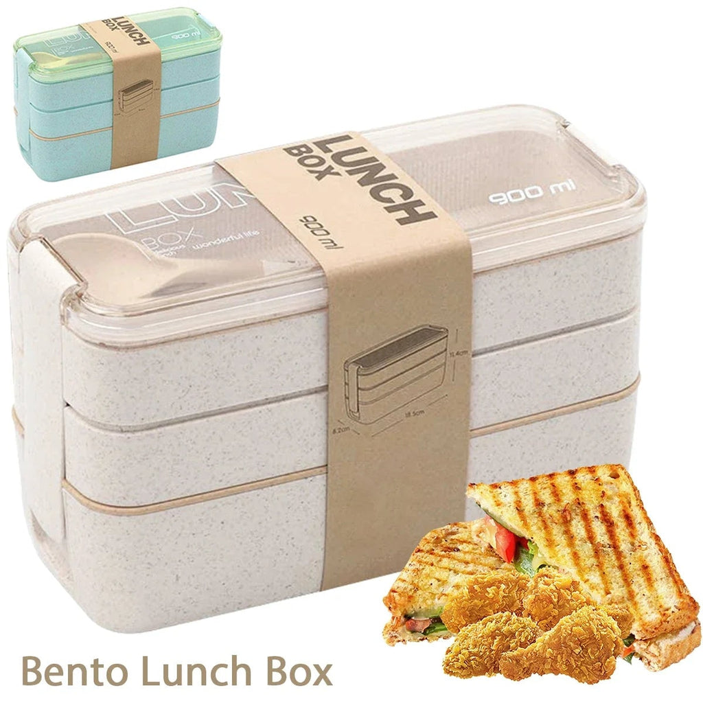 Eco Friendly Leak Proof Bento Box Stackable Portable Compartment Utensils Lunch - Image 2