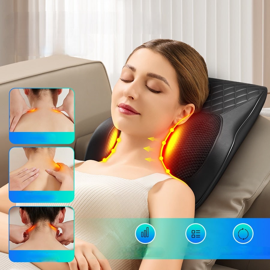 Electric Back and Neck Massager Pillow with Heated Infrared Massage Cushion and Remote Control - Image 3