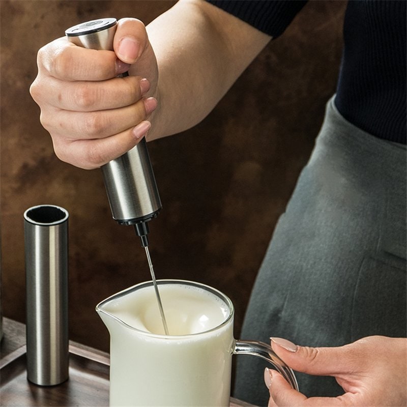 Electric Coffee Frother with Stainless Steel Whisk and USB Rechargeable Handheld Design - Image 1
