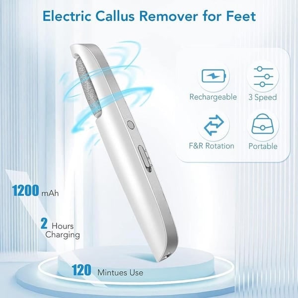 Electric Foot File and Callus Remover with Rechargeable Rotating Roller and Adjustable Speeds - Image 2