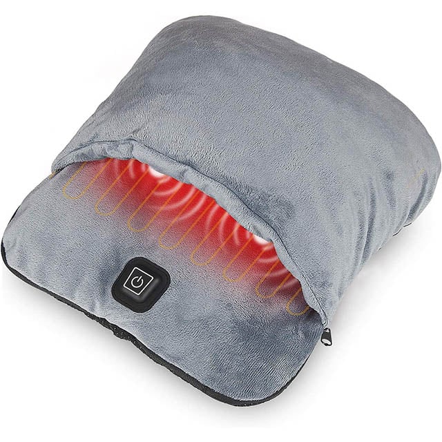 Electric Foot Warmer and Heated Massager with Vibration and Plush Fleece Pouch Massaging - Image 1
