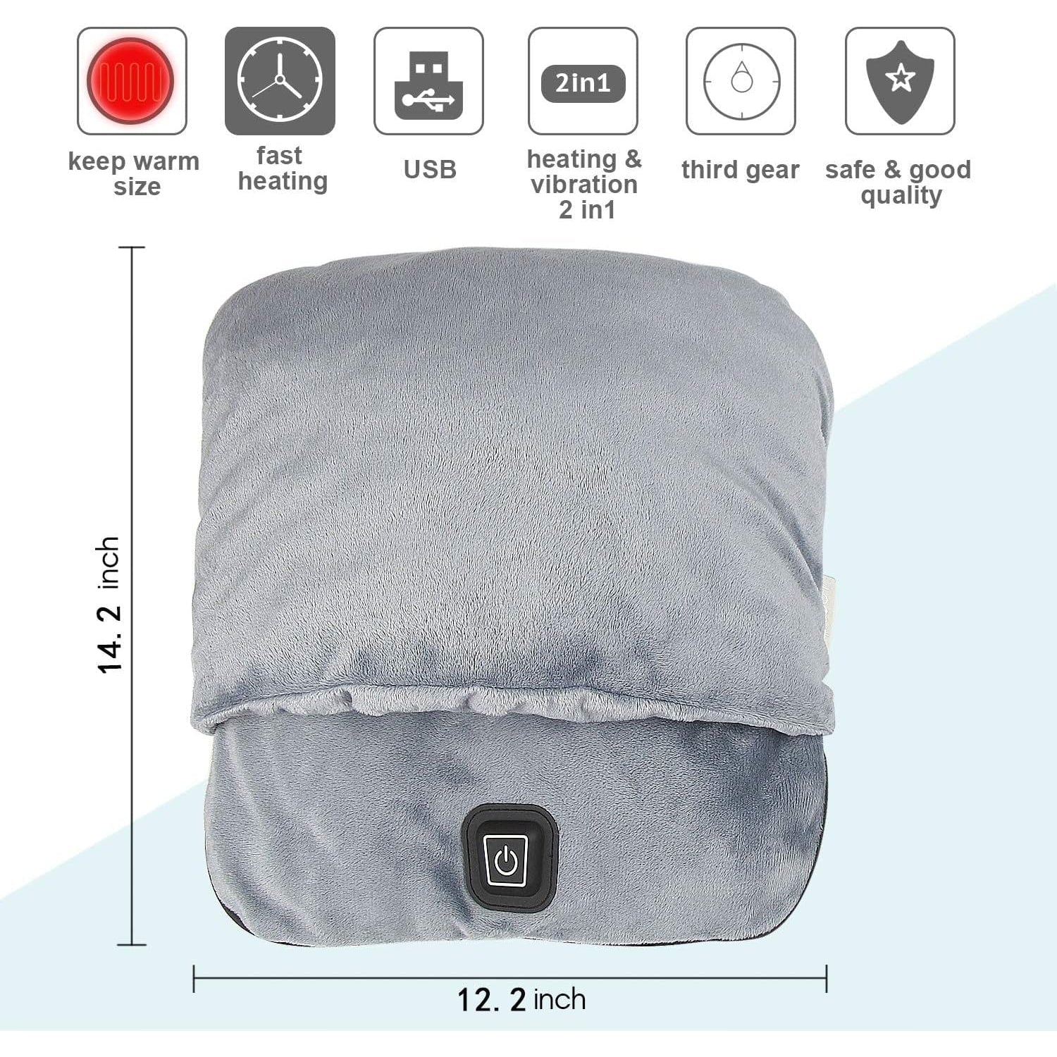 Electric Foot Warmer and Heated Massager with Vibration and Plush Fleece Pouch Massaging - Image 9