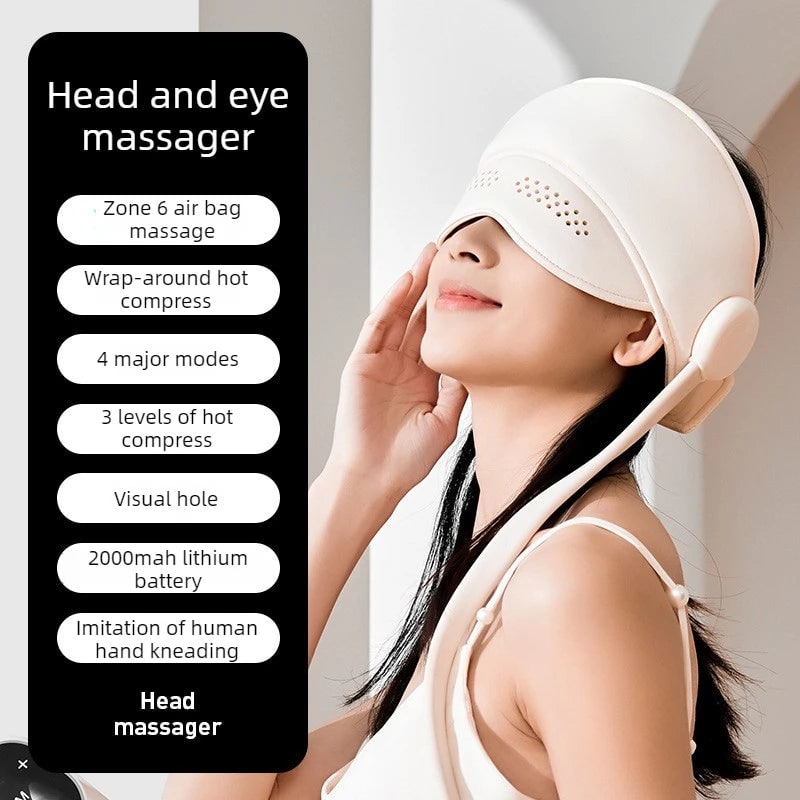 Electric Head and Scalp Massager Eye Compress Heated Air Pressure Visor Headband - Image 19