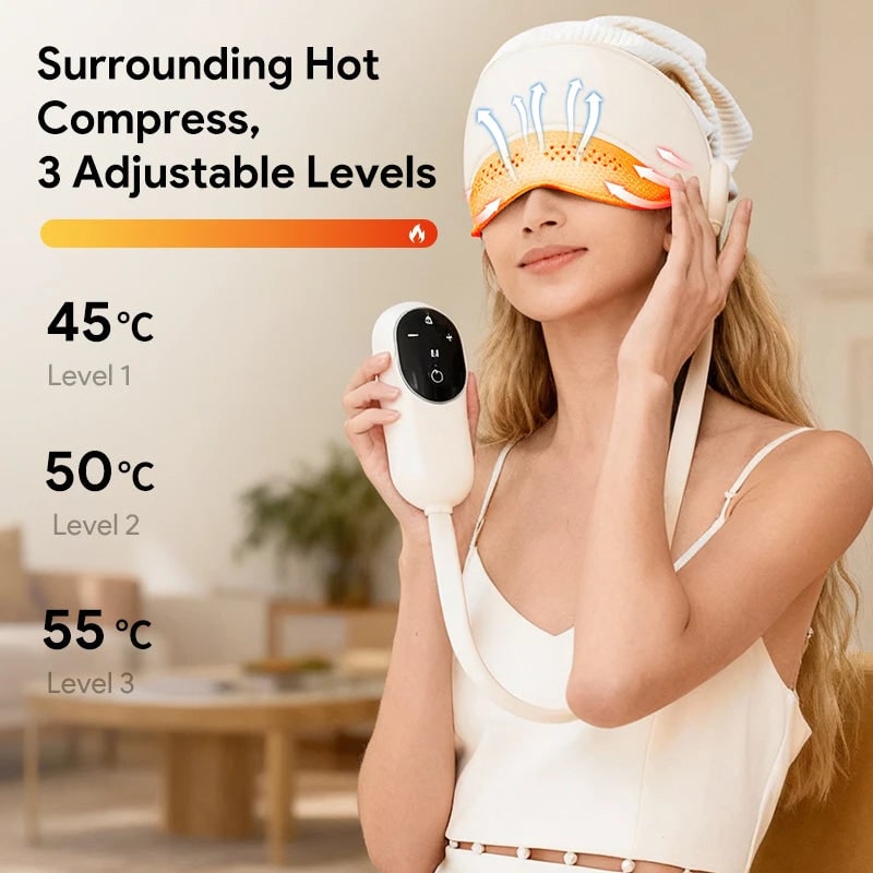 Electric Head and Scalp Massager Eye Compress Heated Air Pressure Visor Headband - Image 3