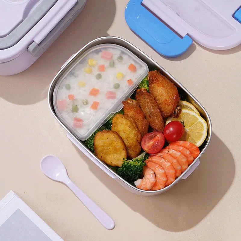 Electric Heated Lunch Box with Stainless Steel Tray Insulated Carrying Bag and Portable Power Cord - Image 2