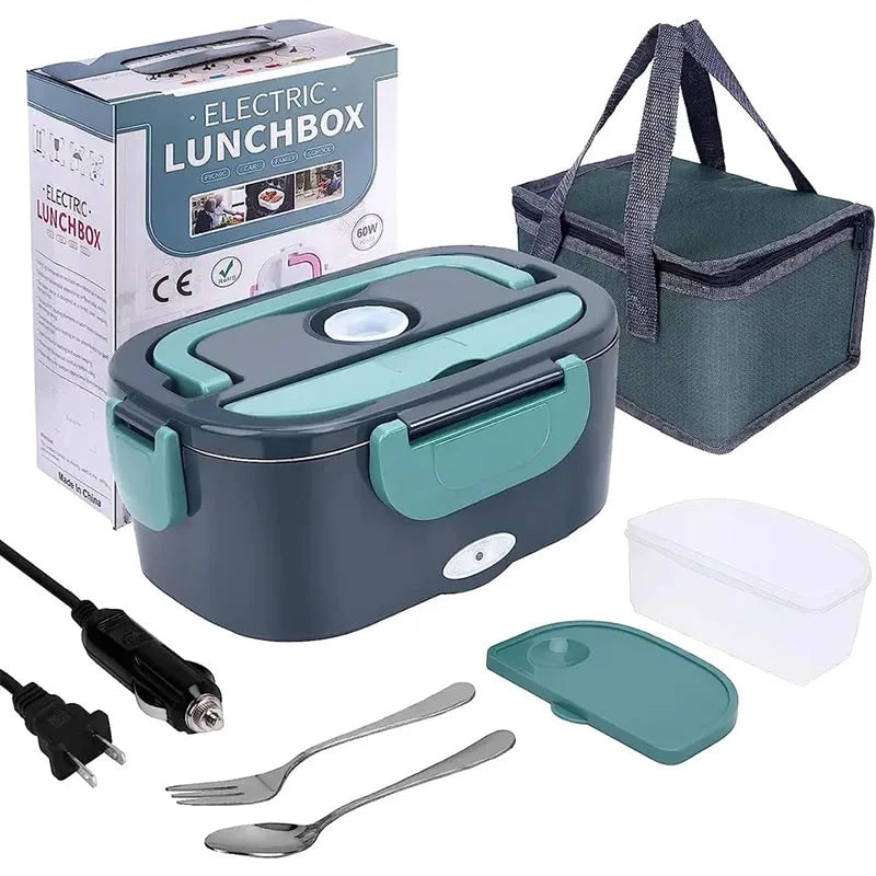 Electric Heated Lunch Box with Stainless Steel Tray Insulated Carrying Bag and Portable Power Cord - Image 3