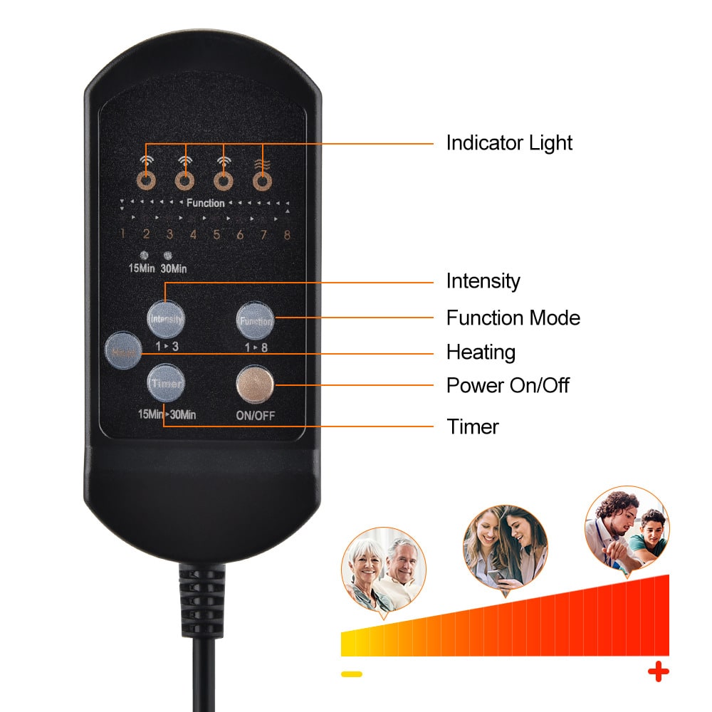 Electric Heated Massage Seat Cushion for Desk Chair Car and Office with Vibration and Remote Control - Image 3