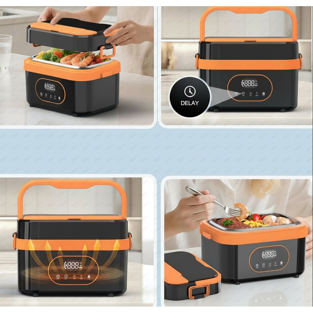 Electric Heated Portable Lunch Box with Cordless Battery LED Display and Insulated Carrying Bag - Image 1