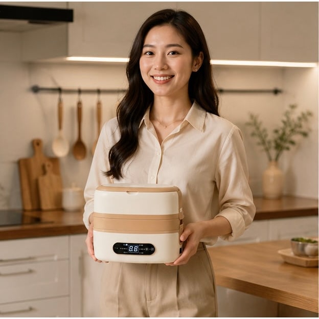 Electric Heated Stainless Steel Lunch Box with Bento Containers and Removable Cutlery Compartment - Image 10