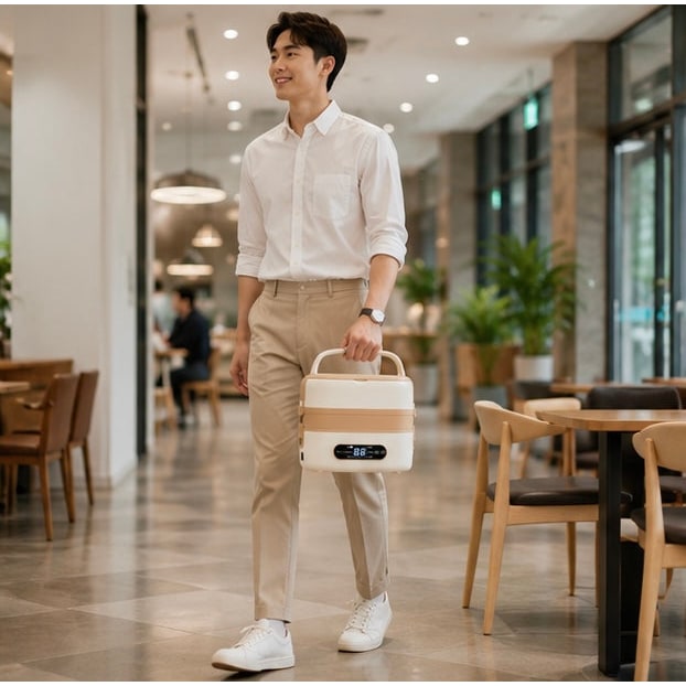 Electric Heated Stainless Steel Lunch Box with Bento Containers and Removable Cutlery Compartment - Image 11