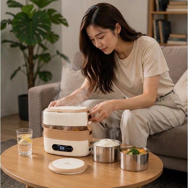 Electric Heated Stainless Steel Lunch Box with Bento Containers and Removable Cutlery Compartment - Image 16
