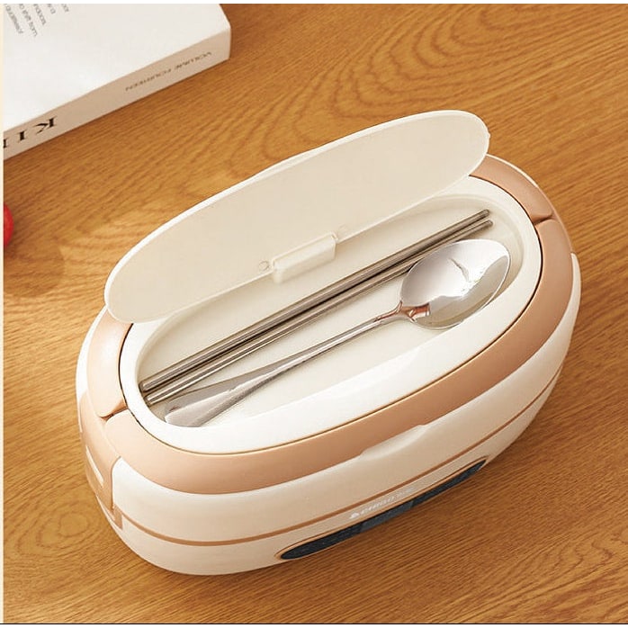 Electric Heated Stainless Steel Lunch Box with Bento Containers and Removable Cutlery Compartment - Image 4