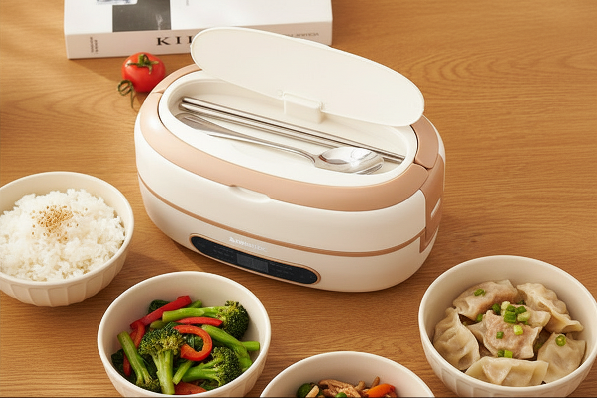 Electric Heated Stainless Steel Lunch Box with Bento Containers and Removable Cutlery Compartment - Image 5