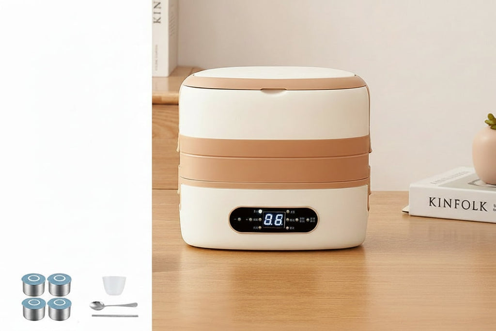 Electric Heated Stainless Steel Lunch Box with Bento Containers and Removable Cutlery Compartment - Image 6