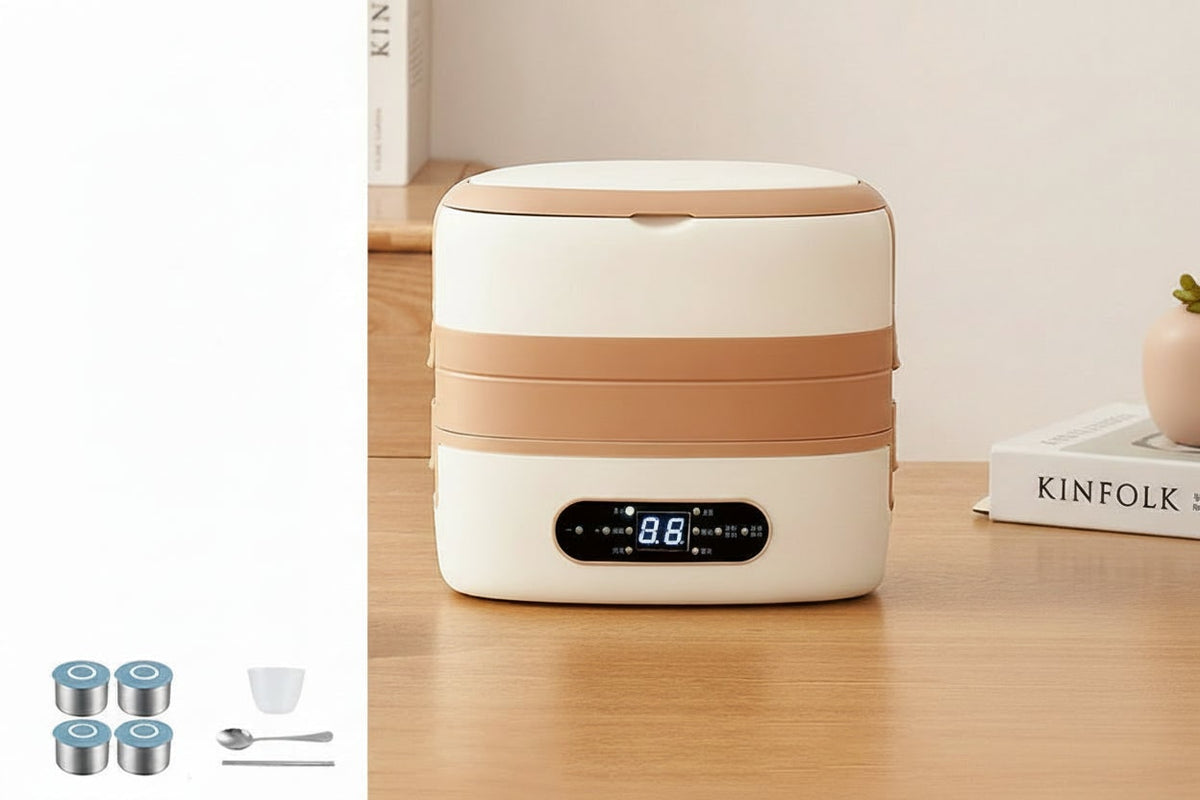 Electric Heated Stainless Steel Lunch Box with Bento Containers and Removable Cutlery Compartment - Image 6