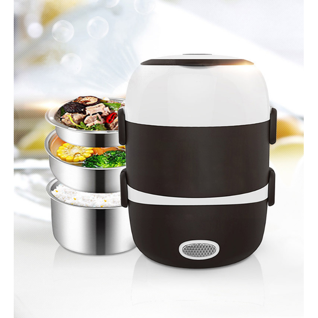 Electric Heating Portable Lunch Box with Stainless Steel Bowls and Food Steamer Bento - Image 1