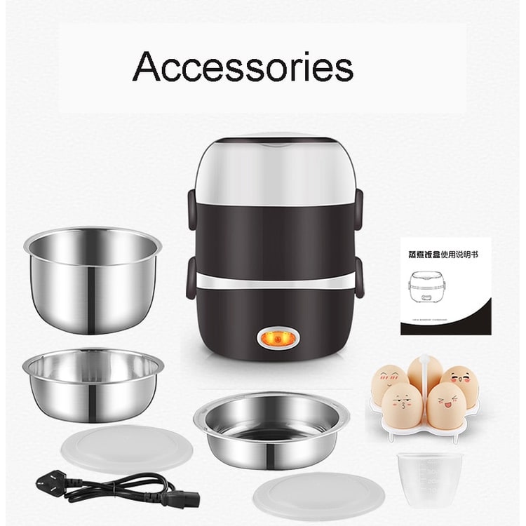 Electric Heating Portable Lunch Box with Stainless Steel Bowls and Food Steamer Bento - Image 2