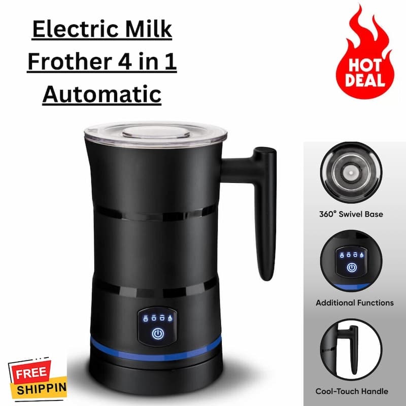 Electric Milk Frother and Steamer with Automatic Frothing for Creamy Foam Handheld - Image 8