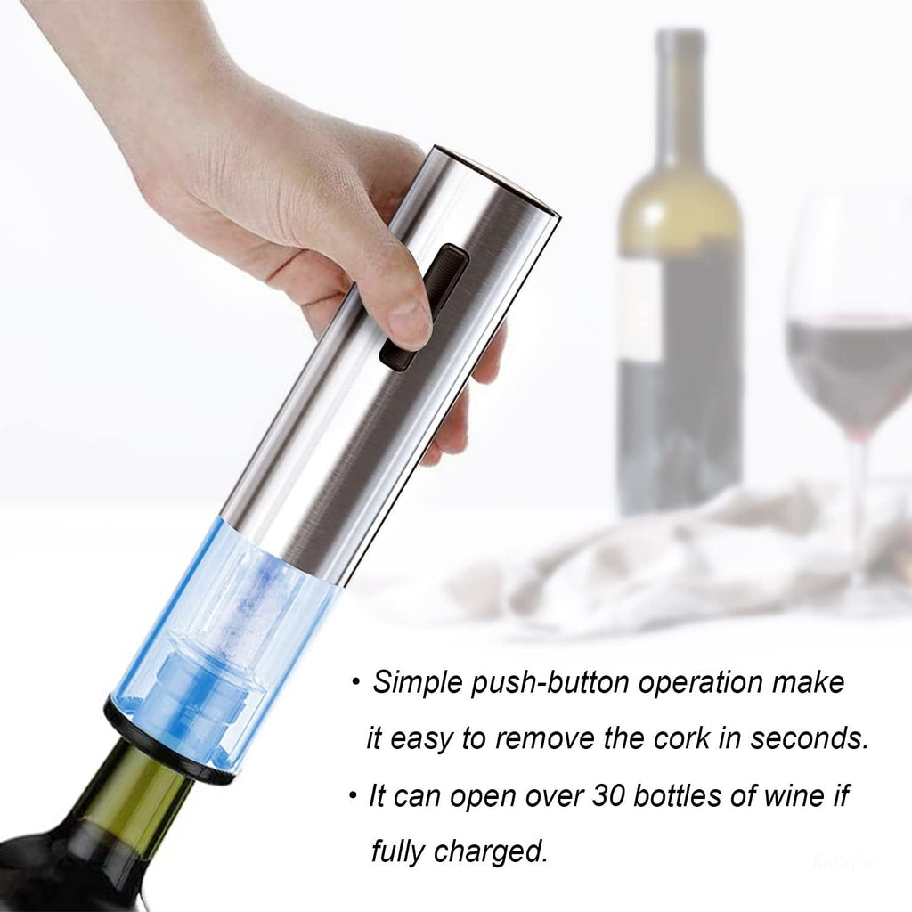 Electric Wine Opener Rechargeable Stainless Steel LED Vacuum Stopper Set Bottle - Image 2