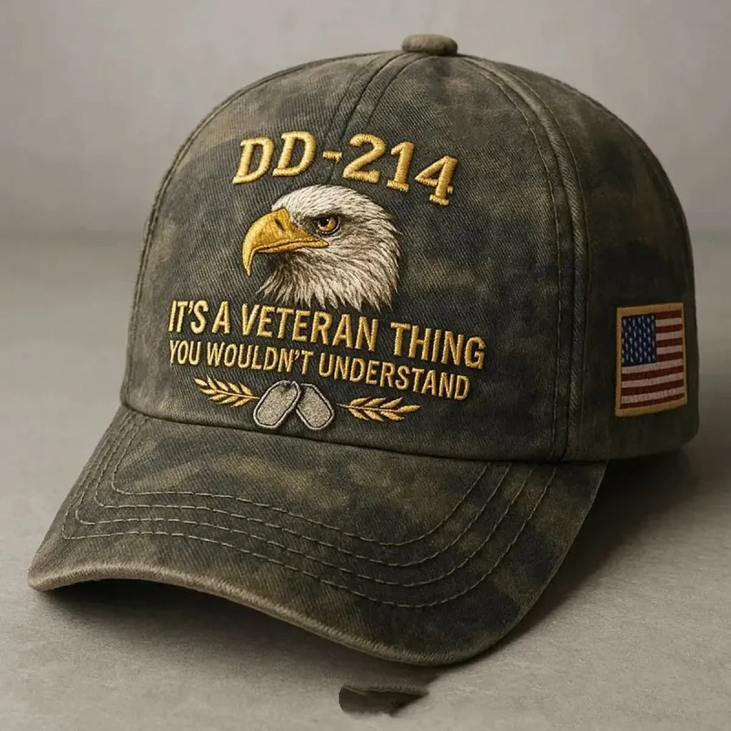Embroidered Veteran Baseball Cap with Flag and Dd-214 Vintage Washed Cotton - Image 4