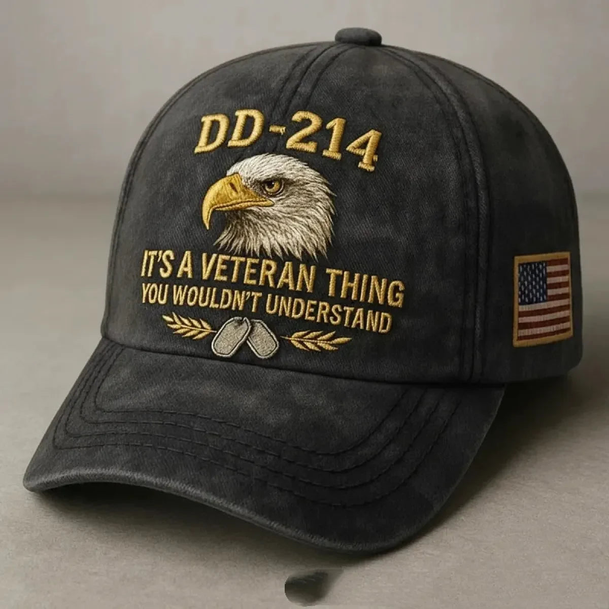 Embroidered Veteran Baseball Cap with Flag and Dd-214 Vintage Washed Cotton - Image 5