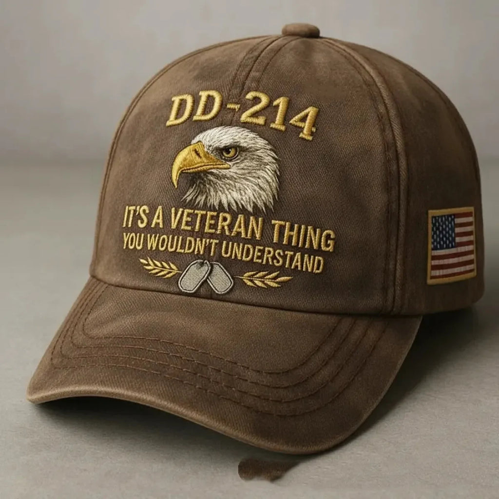 Embroidered Veteran Baseball Cap with Flag and Dd-214 Vintage Washed Cotton - Image 6