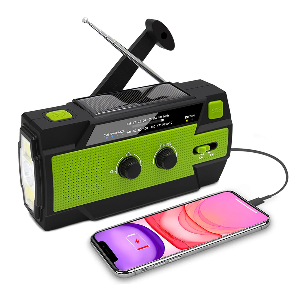 Emergency Radio with Solar Panel Hand Crank Flashlight and USB Charging - Image 1