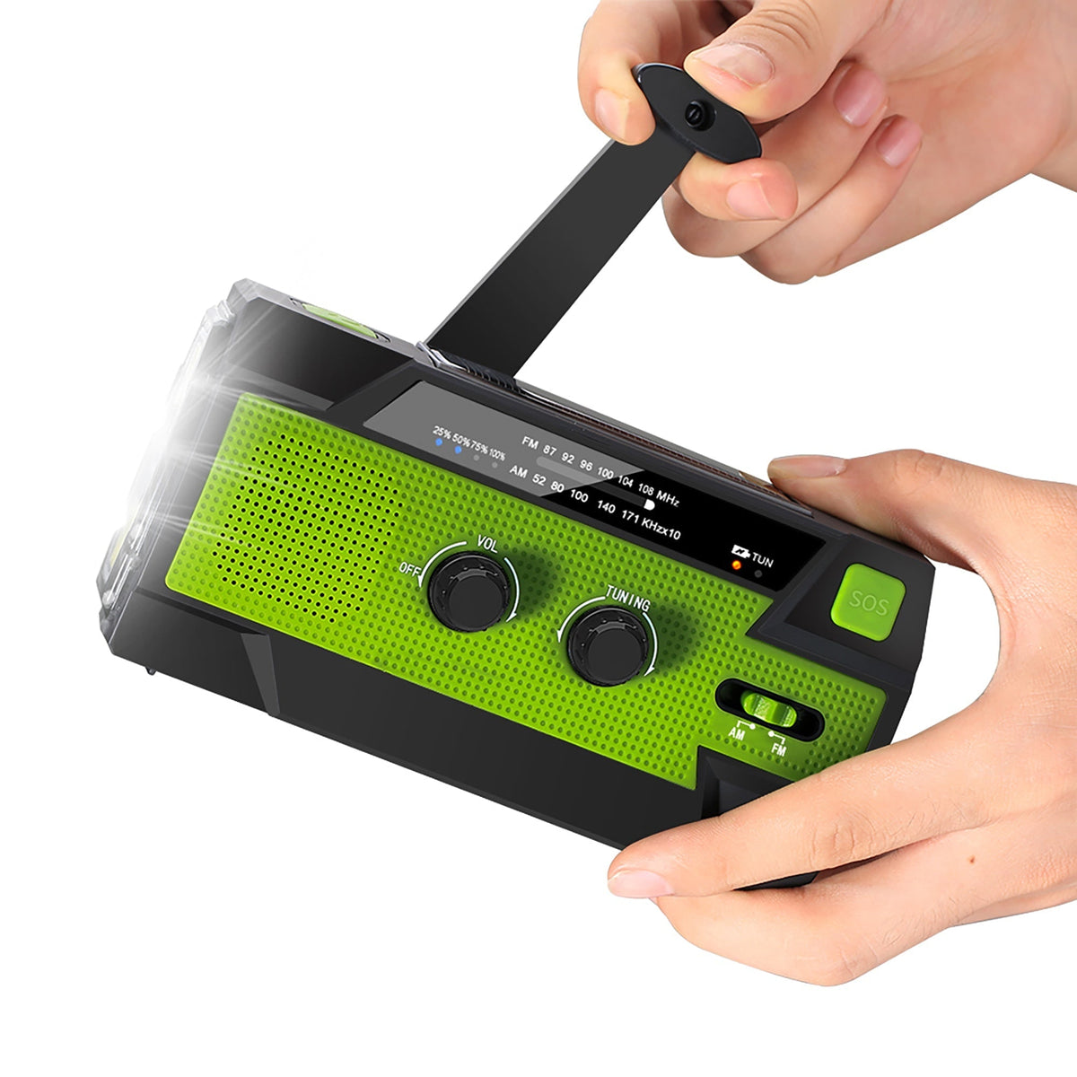 Emergency Radio with Solar Panel Hand Crank Flashlight and USB Charging - Image 5