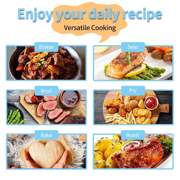 Enameled Cast Iron Braiser Pan with Lid Shallow Oven Safe Braising Cookware 3.8 Quart - Image 2