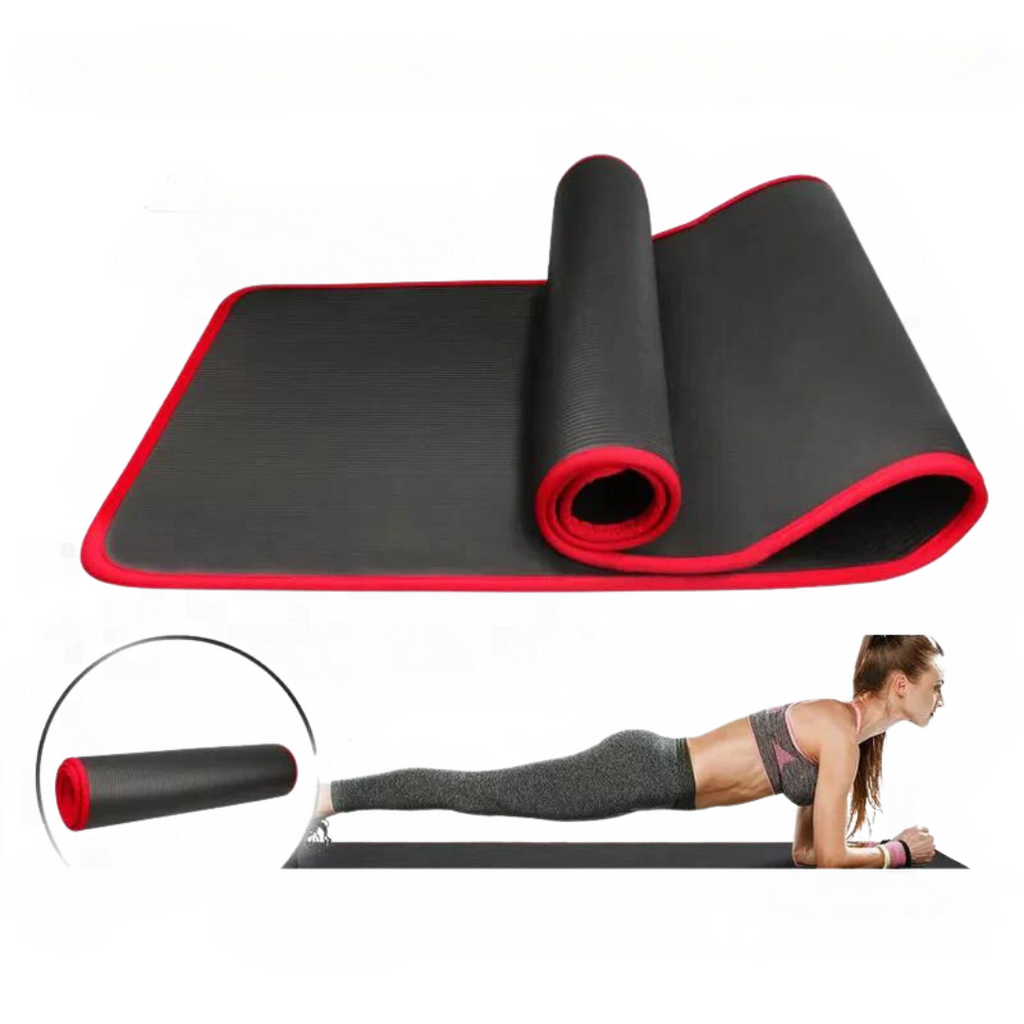 Exercise Mat and Bikram Yoga with 10mm Thick Non-Slip Cushioning for Floor Workouts - Image 1